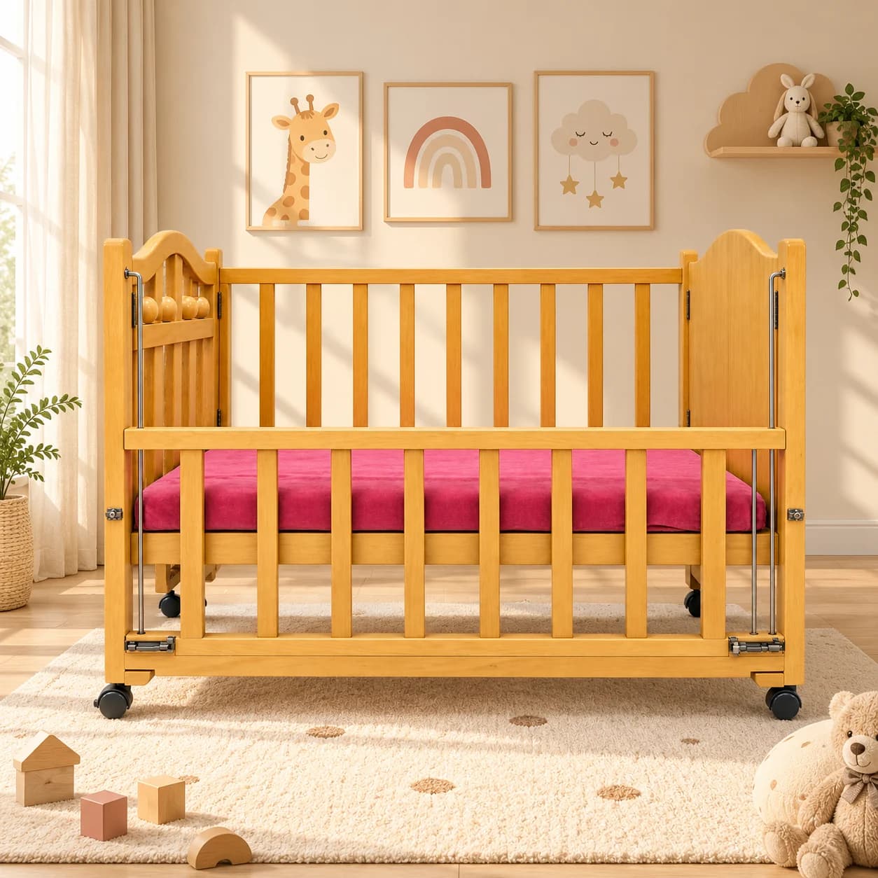 Honey Golden Wooden Cot - Main Display Photo