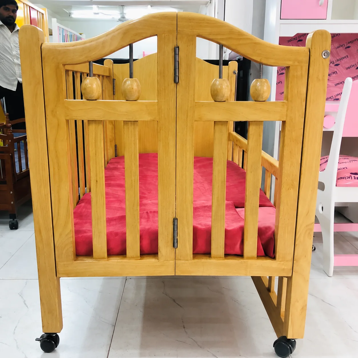 Honey Golden Wooden Cot - View 2