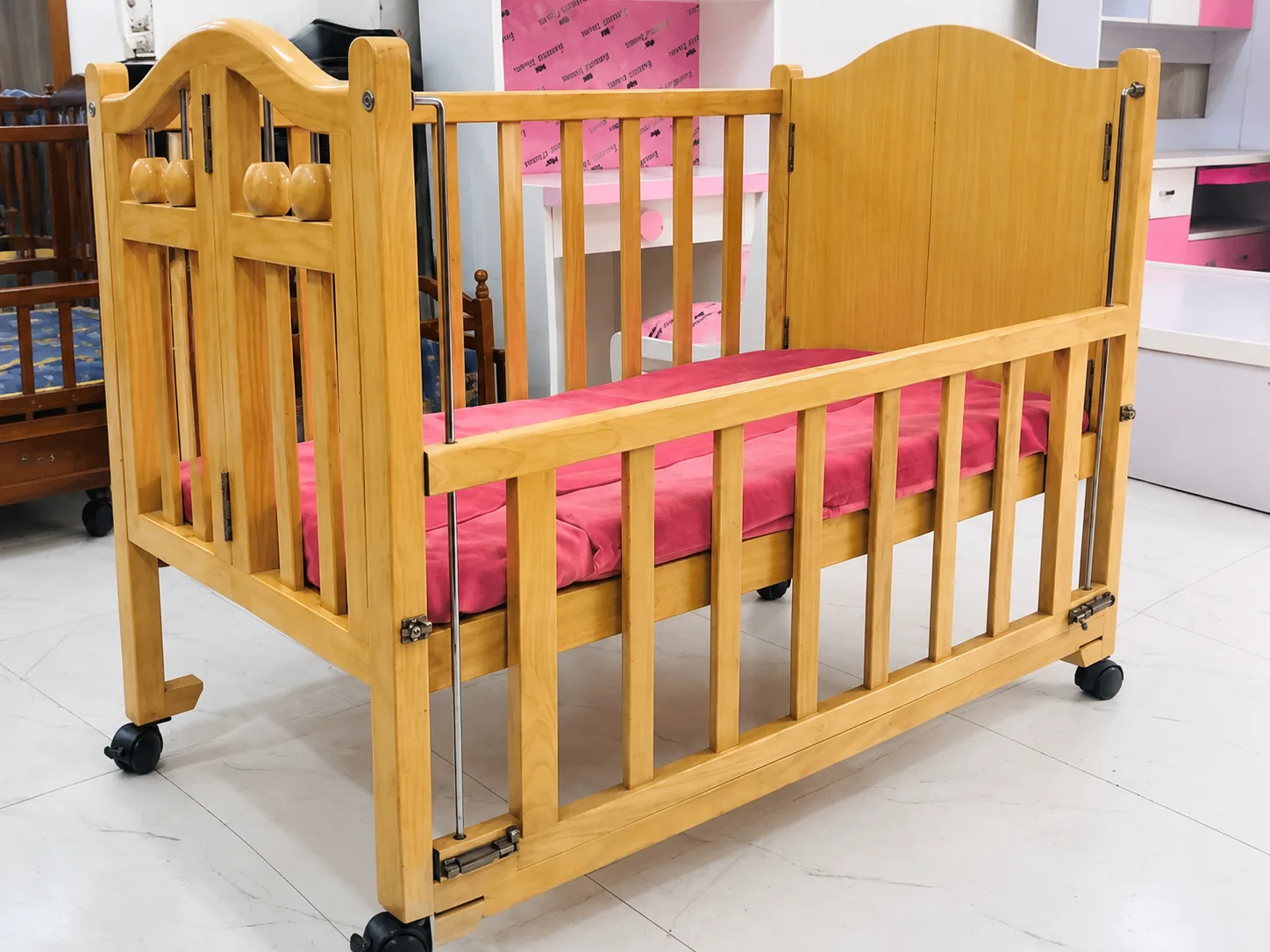 Honey Golden Wooden Cot - View 3