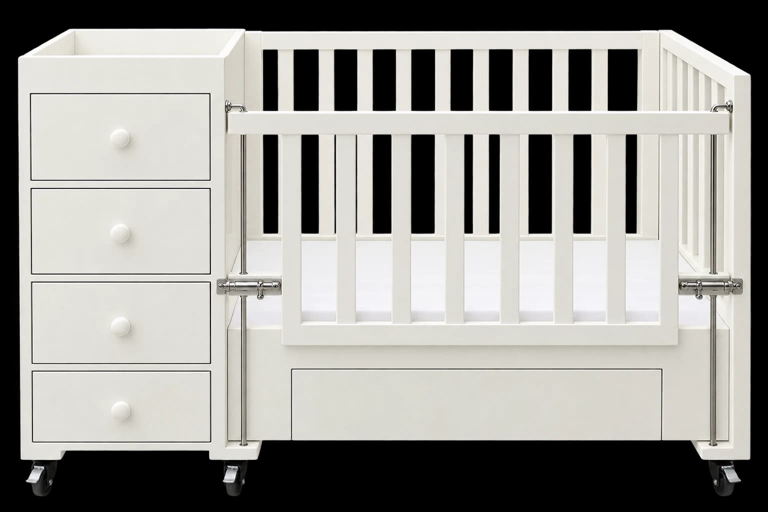 Serene White Nursery Storage Cot