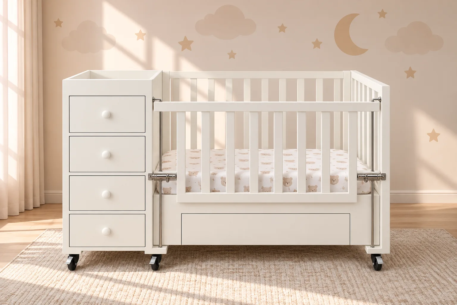 Serene White Nursery Storage Cot - Main Display Photo
