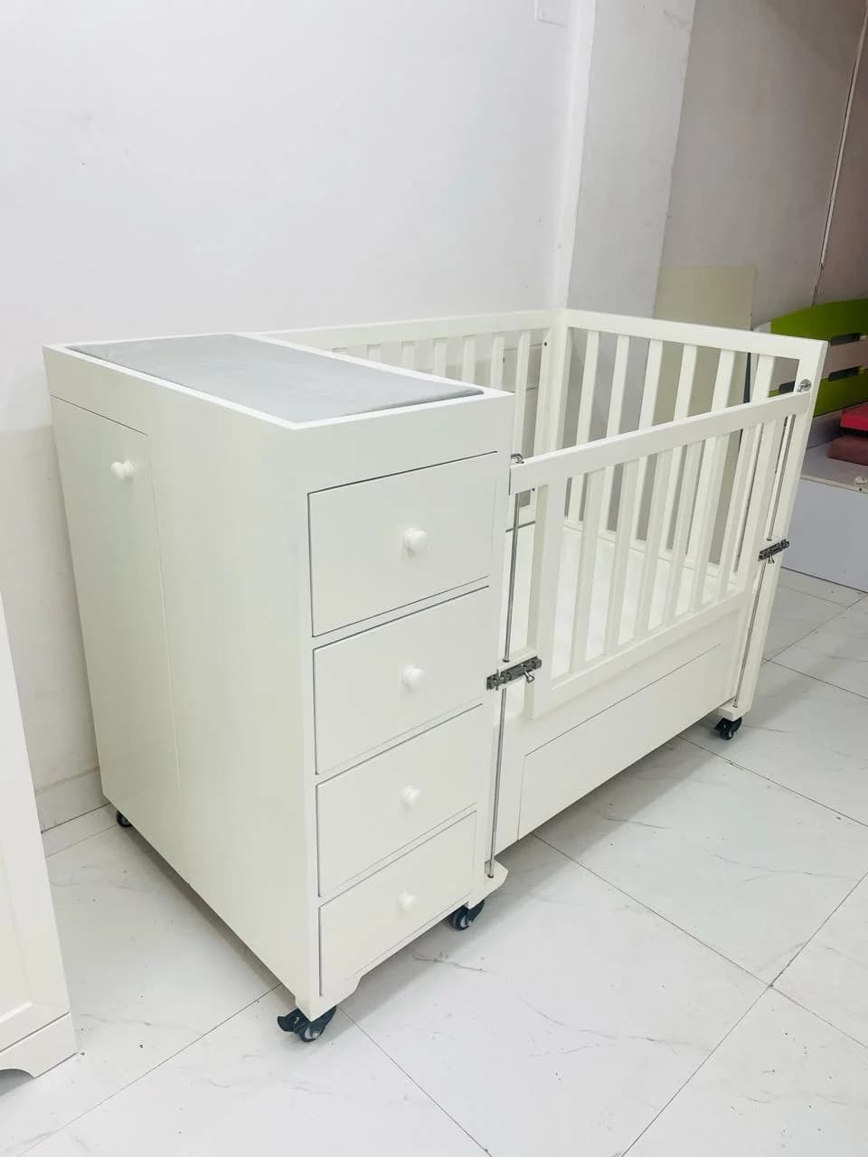 Serene White Nursery Storage Cot - View 2