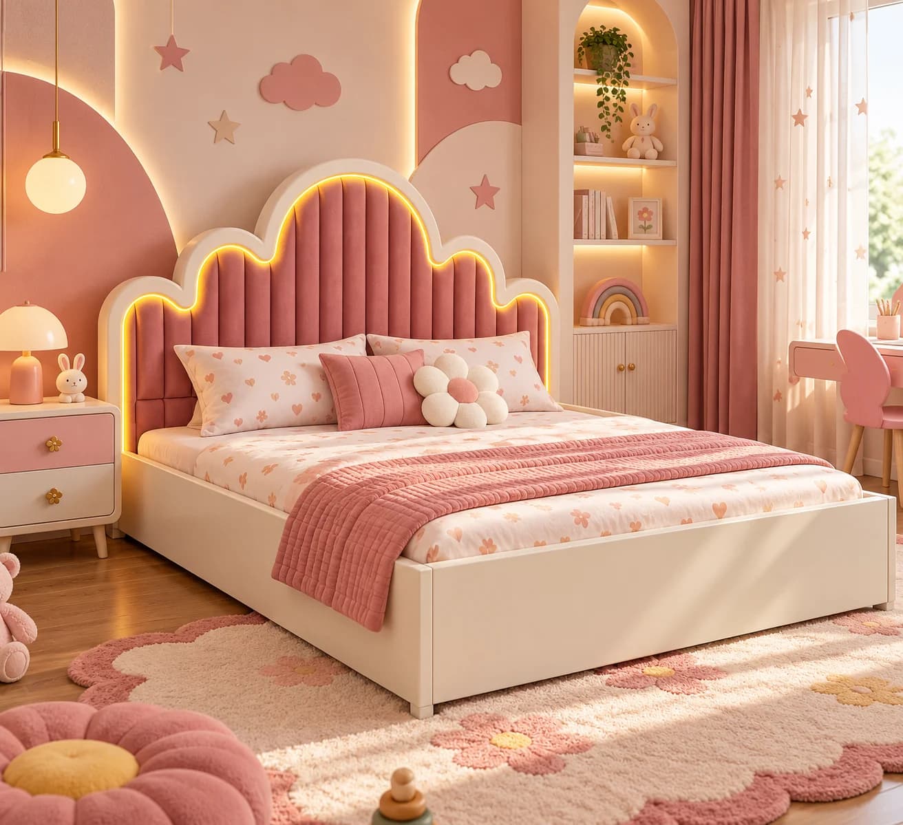 Whimsical Cloud Kids Pullout Bed - Main Display Photo