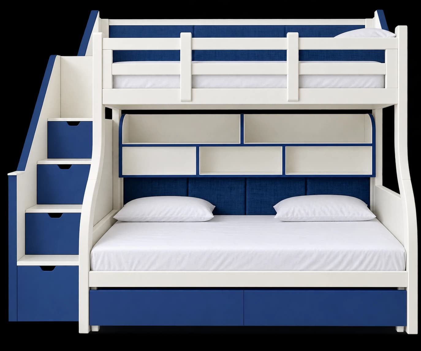 Modern Blue White Storage Bunk Bed