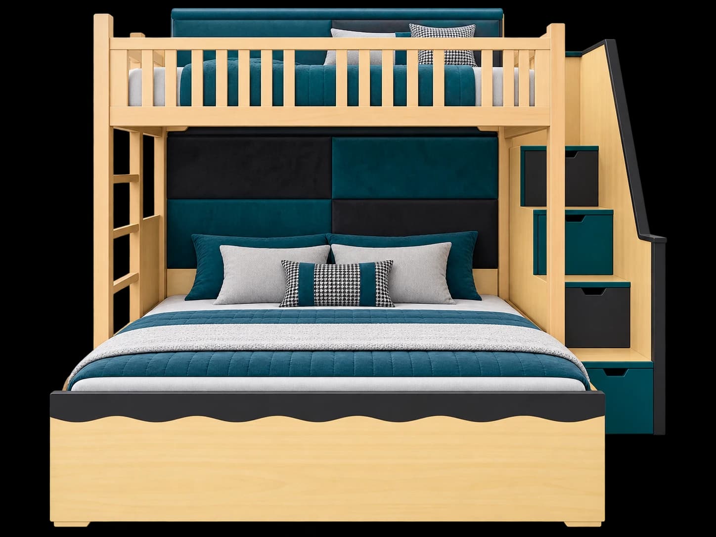 Modern Teal Storage Bunk Bed