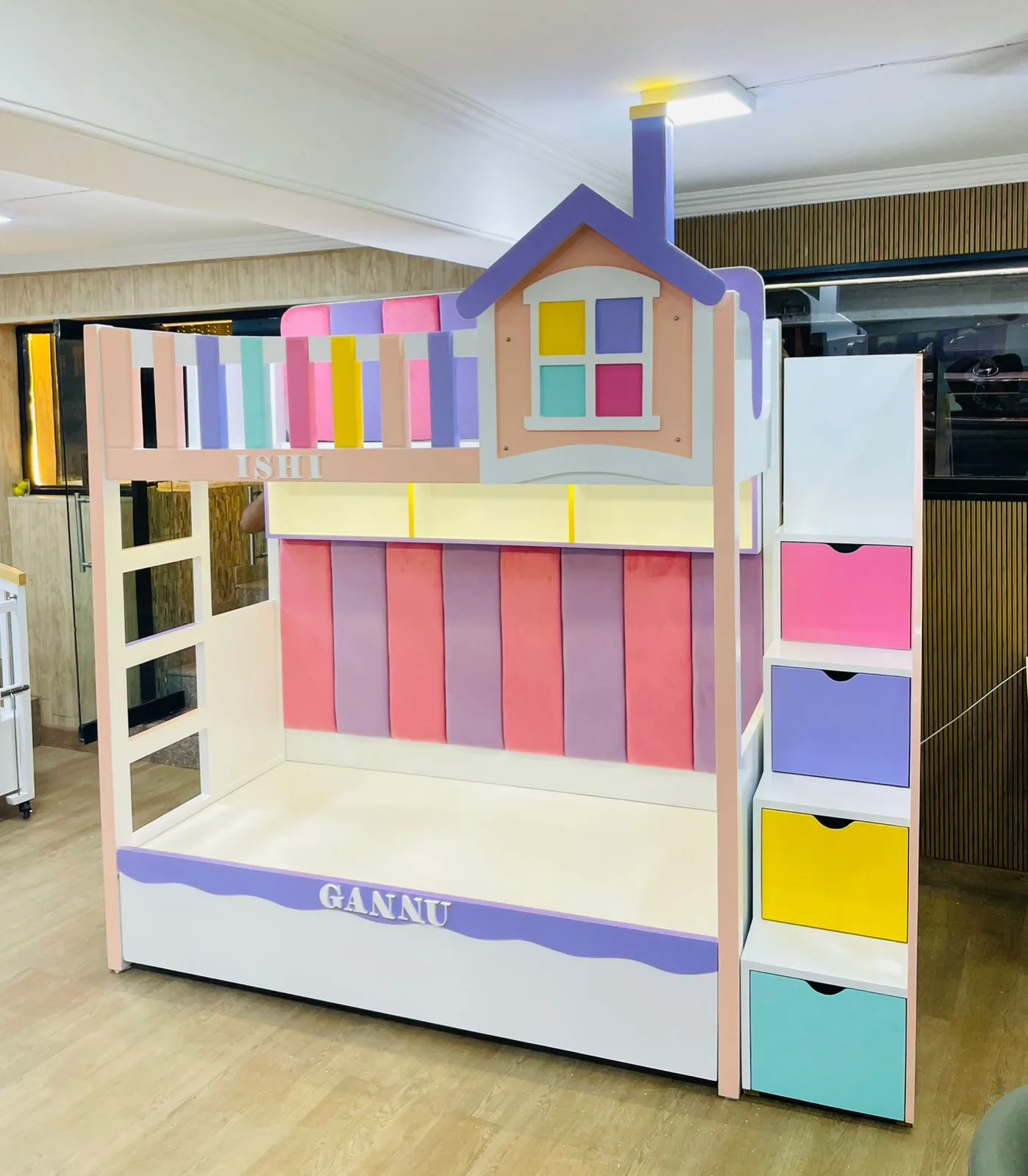 Pastel House Storage Bunk Bed - View 2