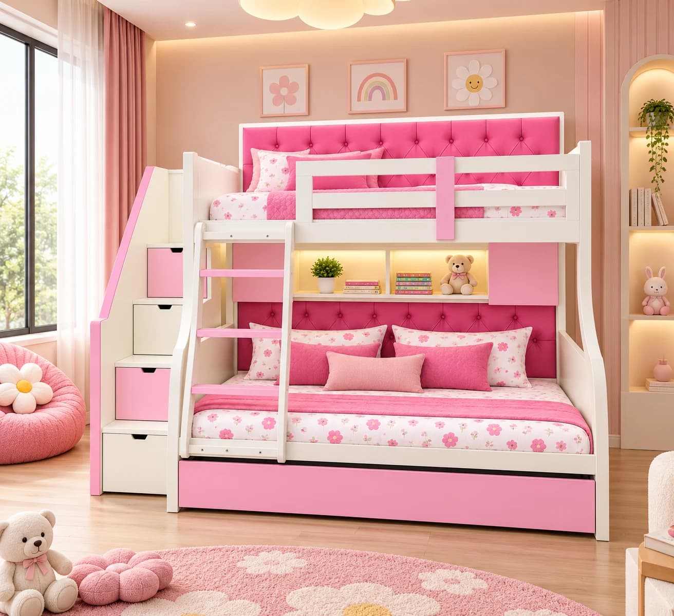 Pastel Pink Dream Bunk Bed - Main Display Photo