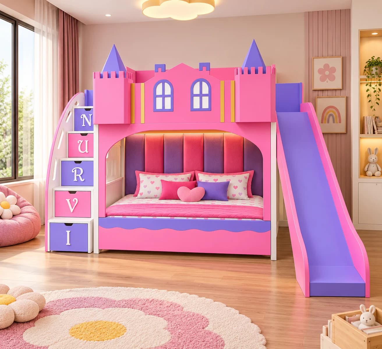 Princess Castle Slide Bunk Bed - Main Display Photo