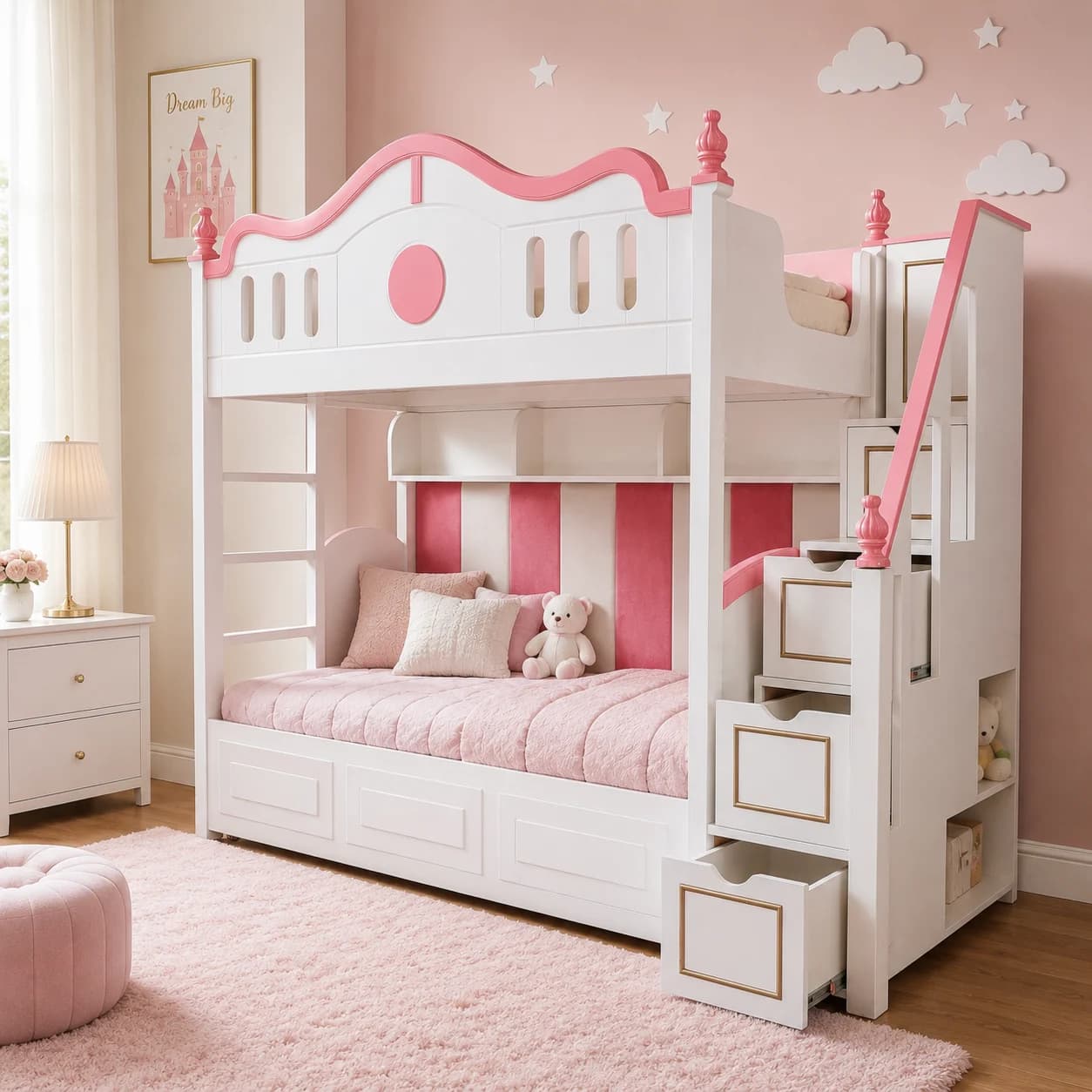 Royal Blush Castle Bunk Bed - Main Display Photo