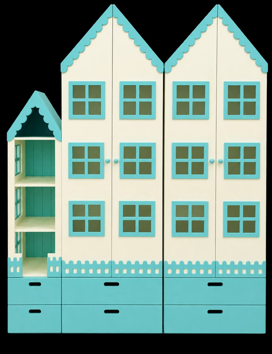 Pastel Aqua Dollhouse Wardrobe